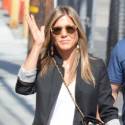 Jennifer Aniston Gives Fans A Wave At The Jimmy Kimmel Show